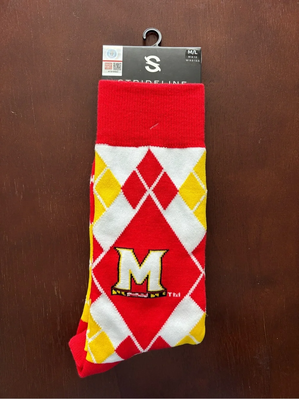 UNIVERSITY OF MARYLAND STRIDELINE CREW SOCKS NWT MEN’S SHOE SIZE 8-12